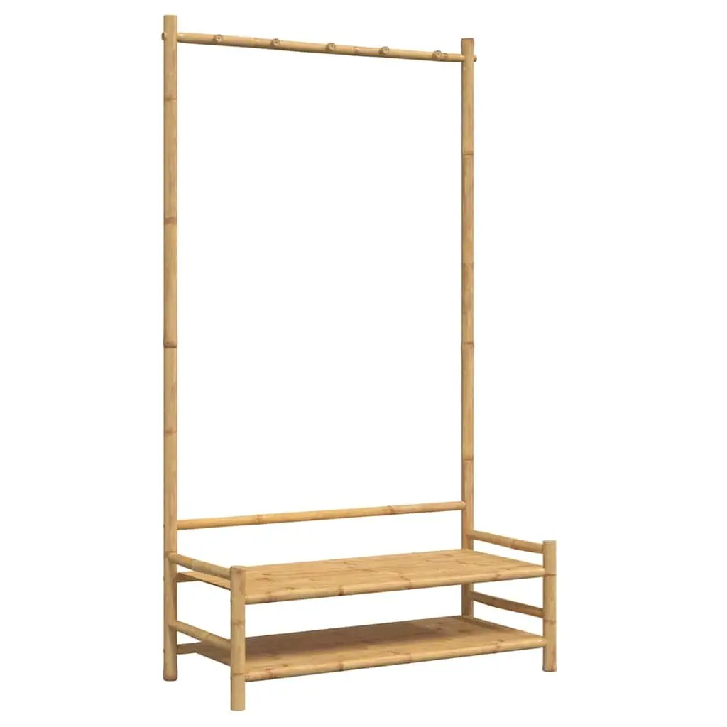Bamboo Clothes Rack with Shelves for Organised Storage