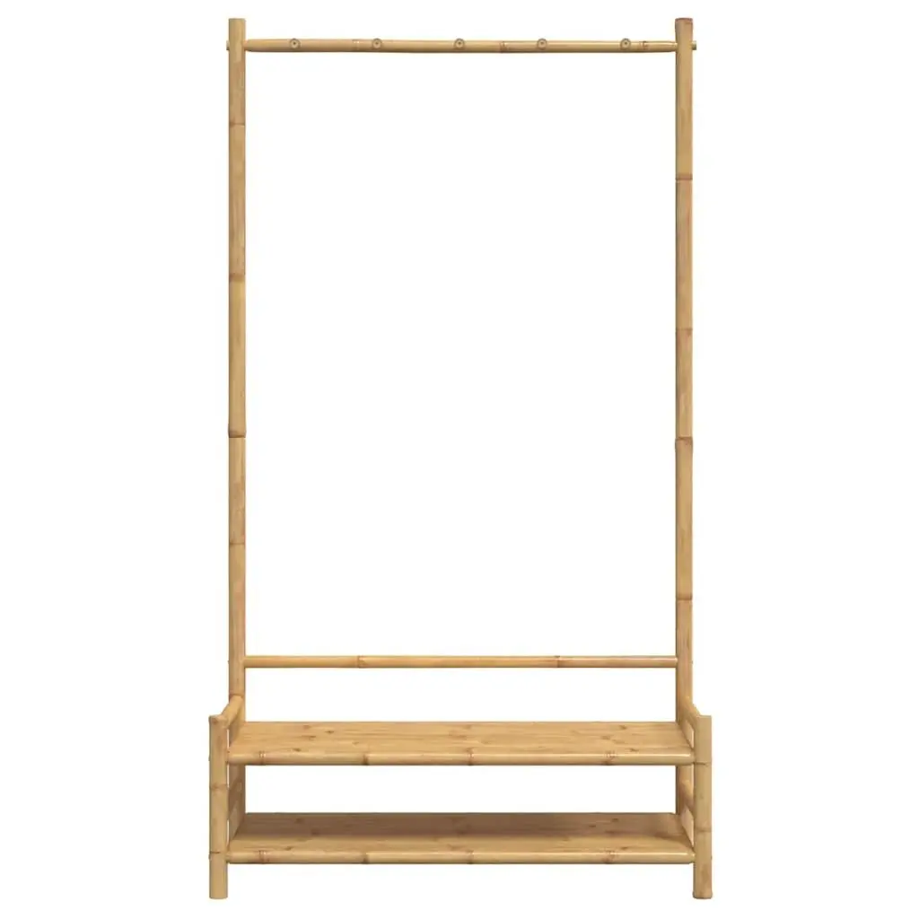 Bamboo Clothes Rack with Shelves for Organised Storage