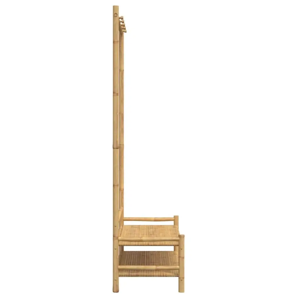Bamboo Clothes Rack with Shelves for Organised Storage