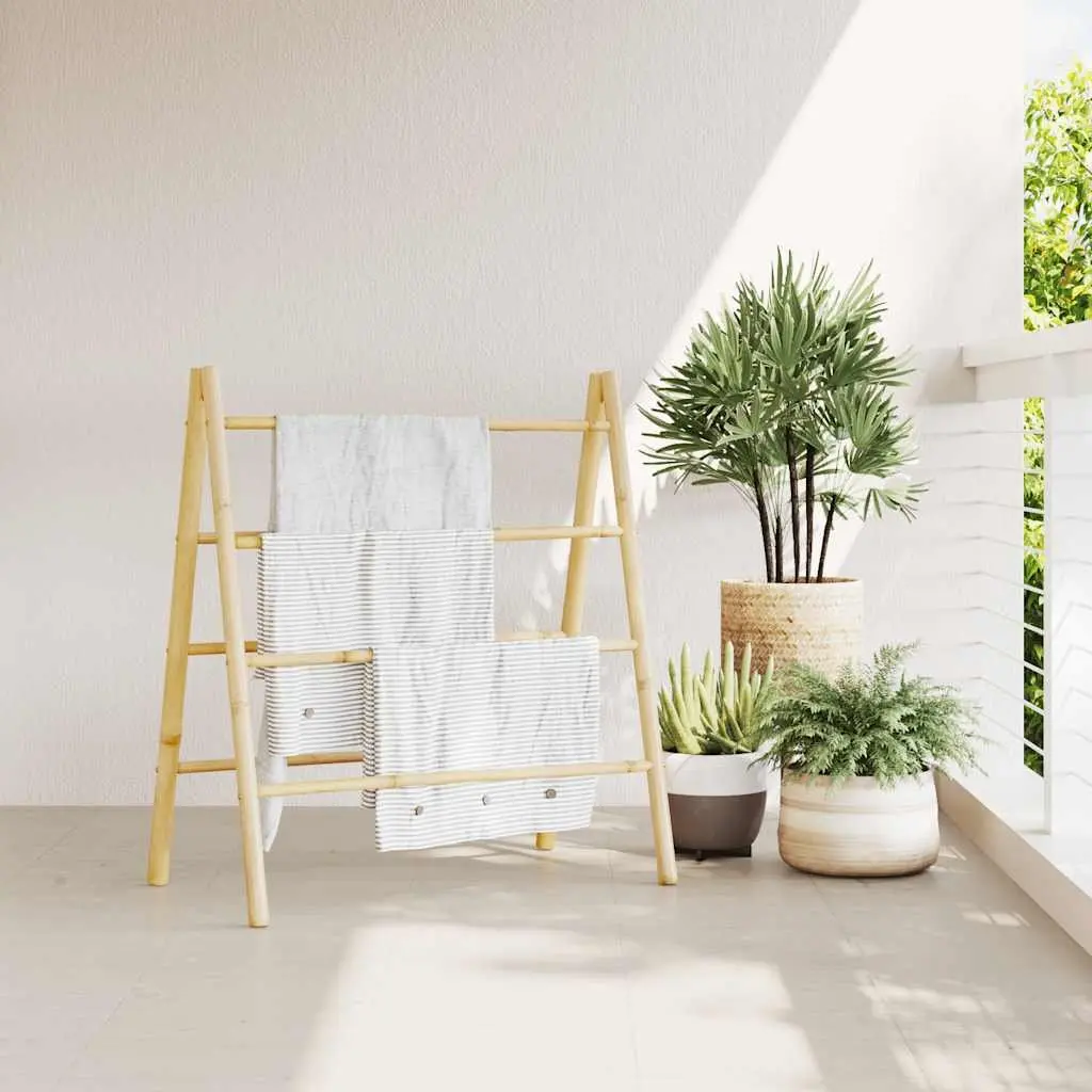 Double Towel Ladder Bamboo 4 Rungs Brown