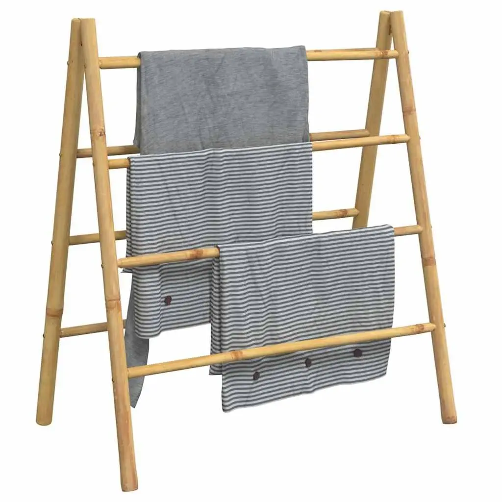 Double Towel Ladder Bamboo 4 Rungs Brown