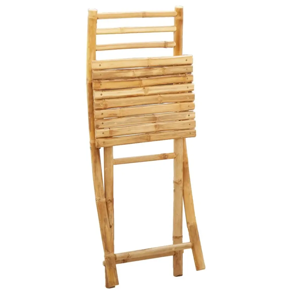 Folding Garden Chairs Bamboo Brown 2 Piece Outdoor Patio Dining Seating