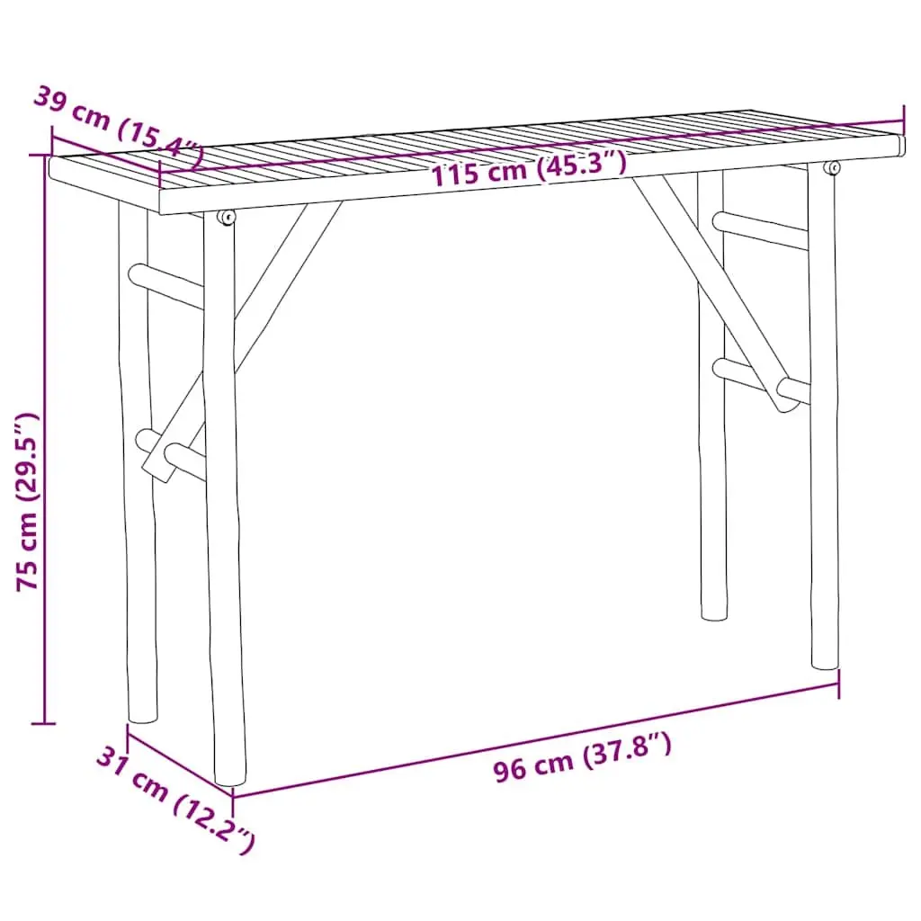 Console Table 115x39x75cm Bamboo Brown Hallway Accent Stand Living Room