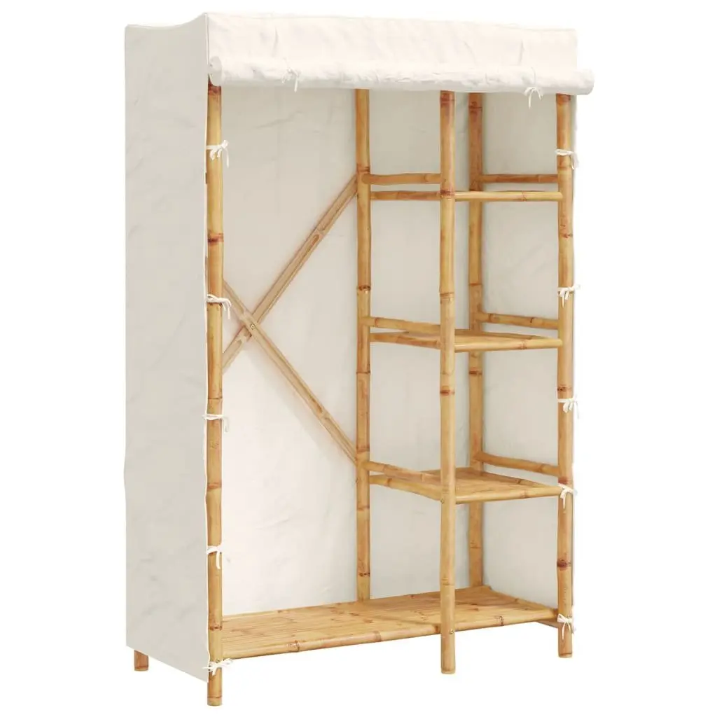 Wardrobe Bamboo 110x45x170cm Brown Storage Cupboard