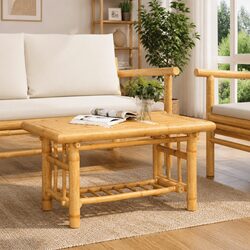 Bamboo Coffee Table 70x45x36 cm Brown Accent Side Table Living Room Storage