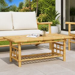 Stylish Bamboo Coffee Table with Storage, 110x55x45 cm