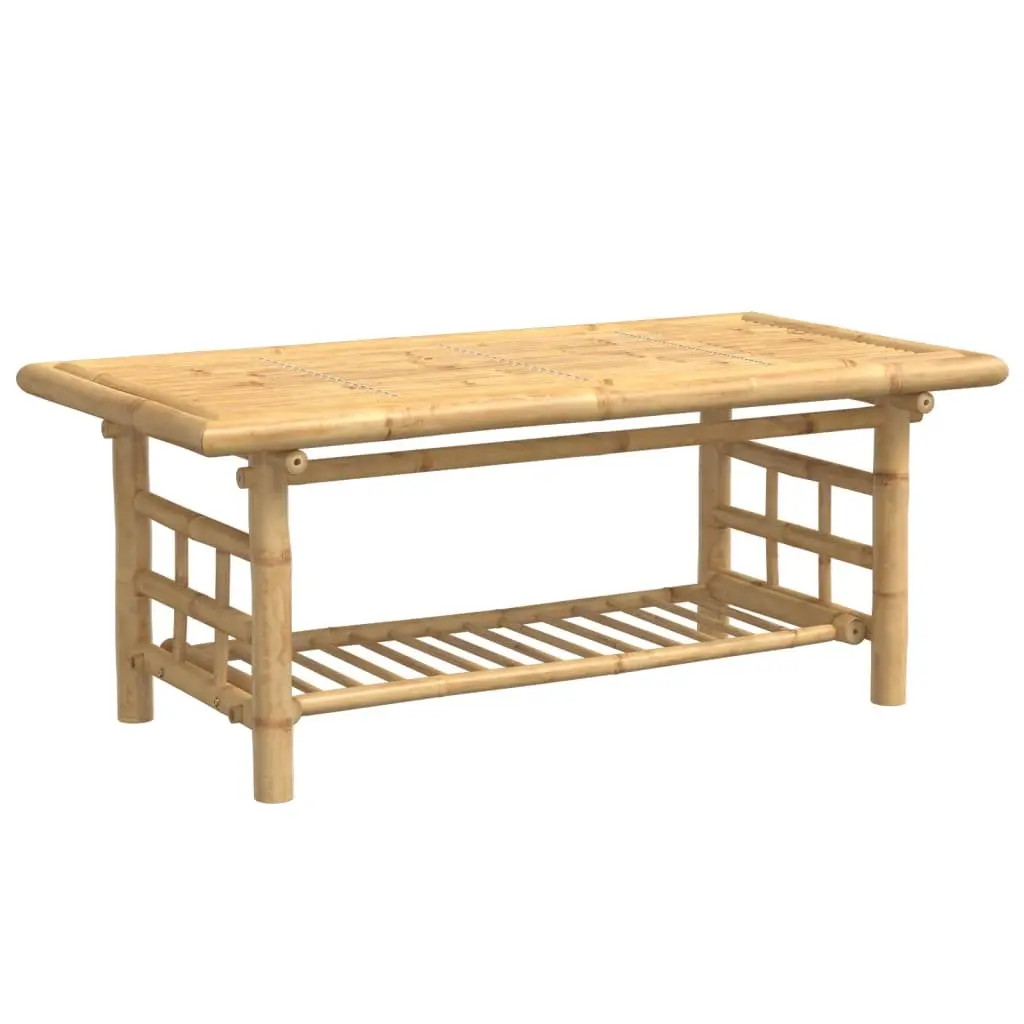 Bamboo Coffee Table with Storage, 110x55x45 cm