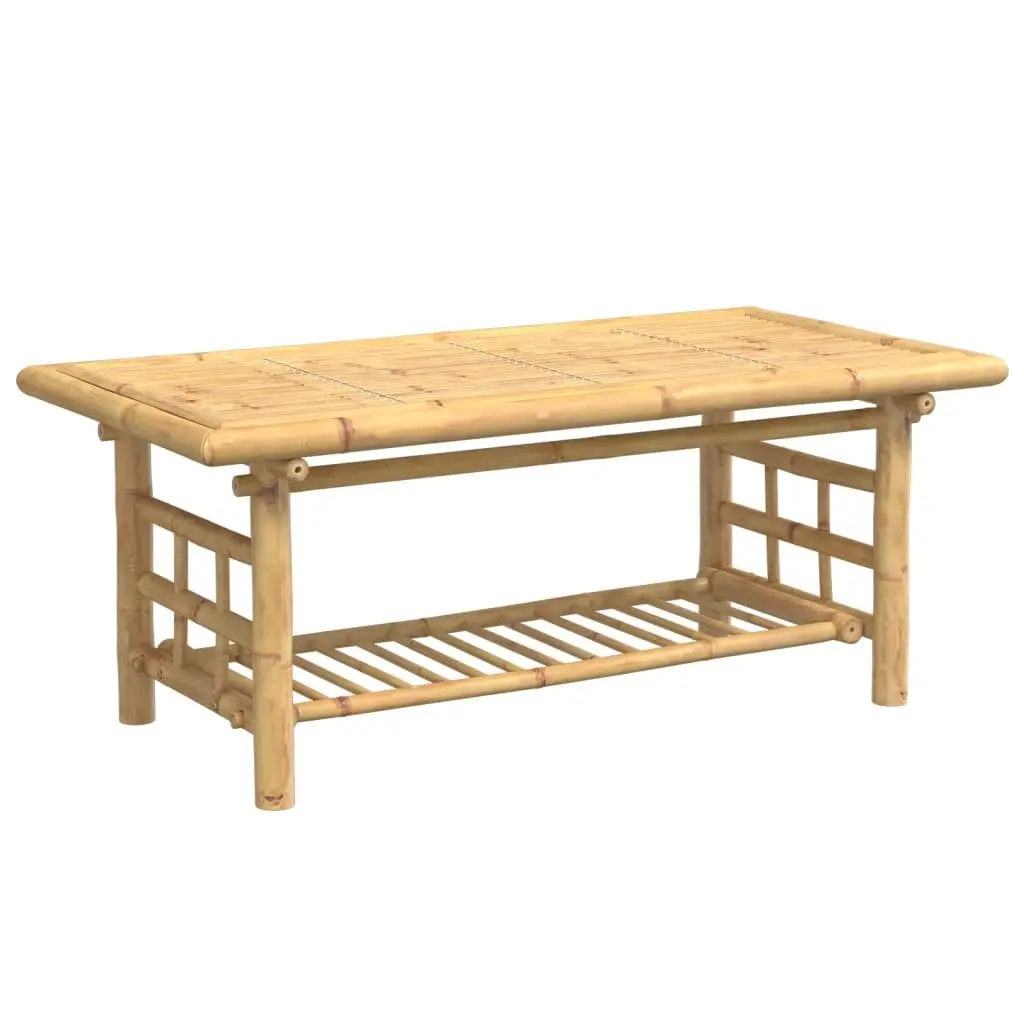 Bamboo Coffee Table with Storage, 110x55x45 cm