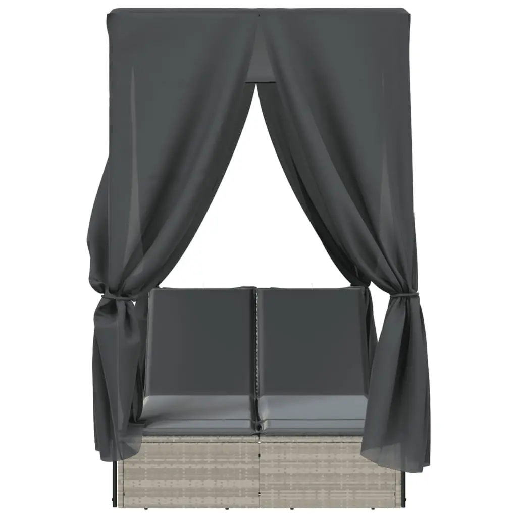 Double Sun Lounger with Adjustable Backrest and Roof