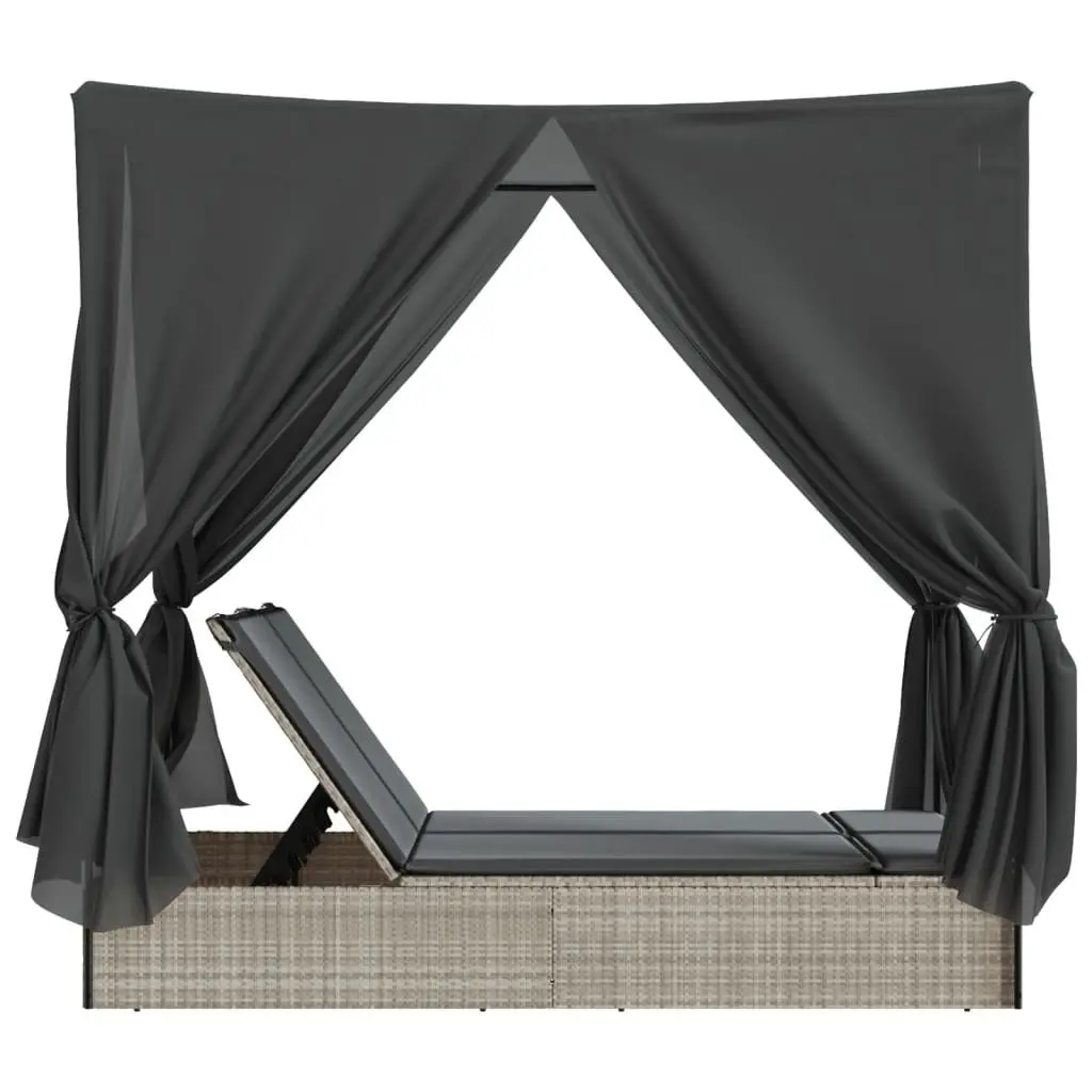 Double Sun Lounger with Adjustable Backrest and Roof