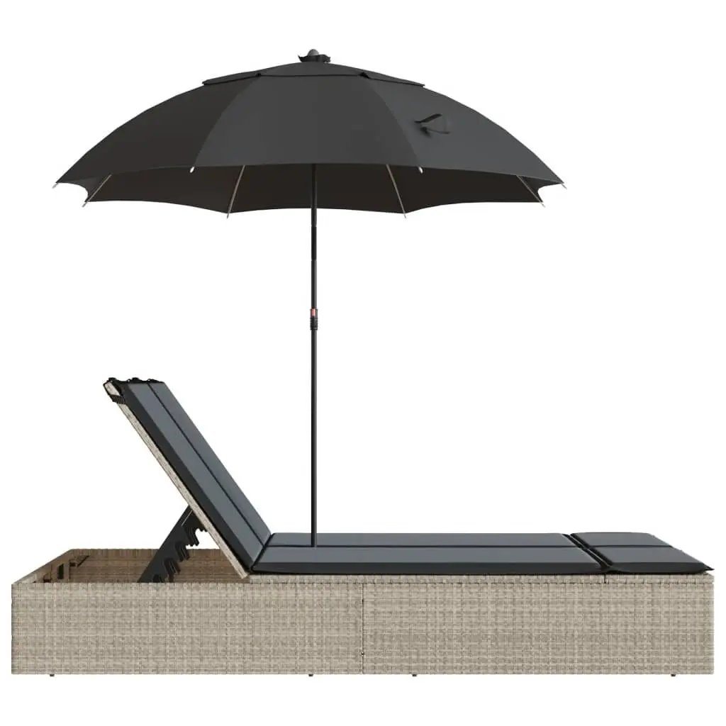 Outdoor Double Sun Lounger with Cushions and Parasol