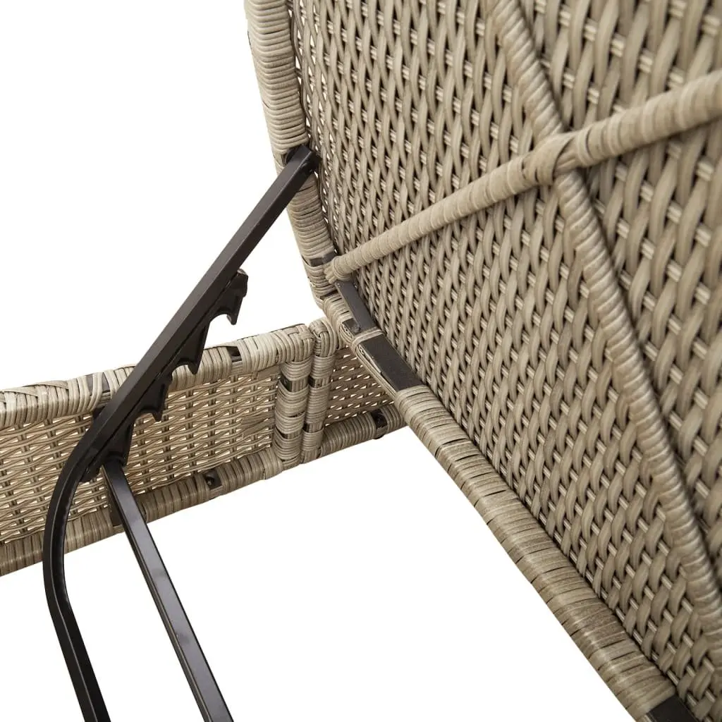 Adjustable Backrest Double Sun Lounger in Grey Poly Rattan