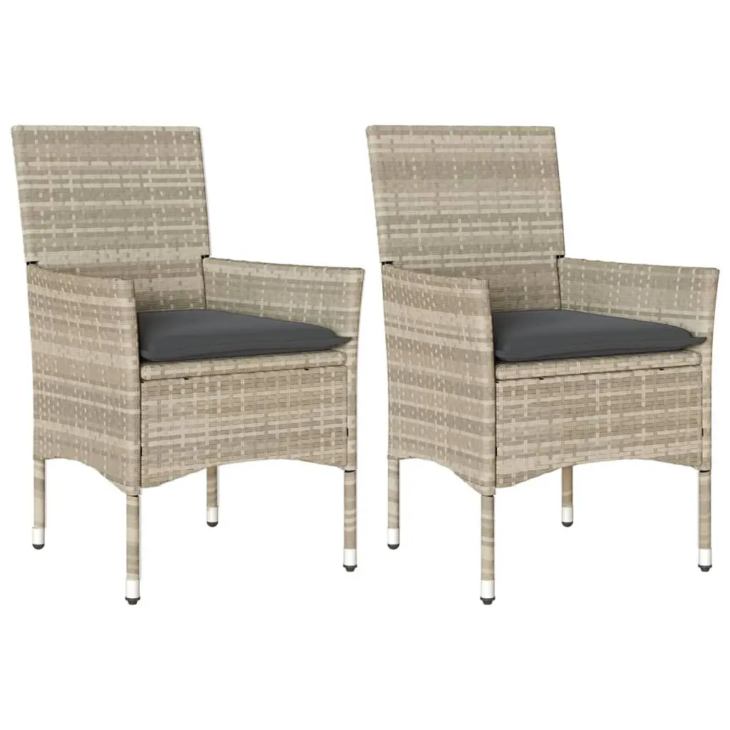 Outdoor Garden Chairs PE Rattan 2 pcs Grey with Cushions