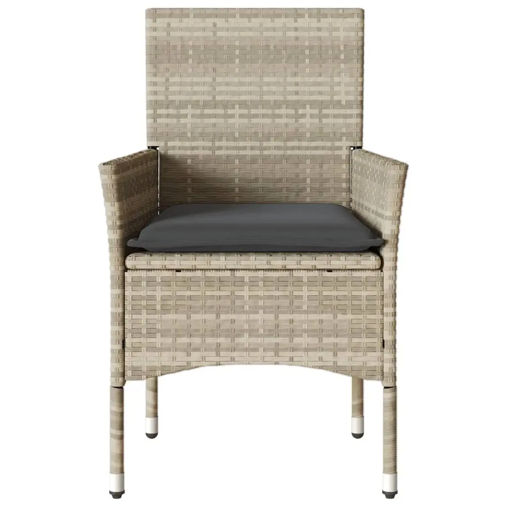Outdoor Garden Chairs PE Rattan 2 pcs Grey with Cushions