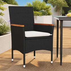 Durable Outdoor Garden Chairs with Cushions 2 pcs Black