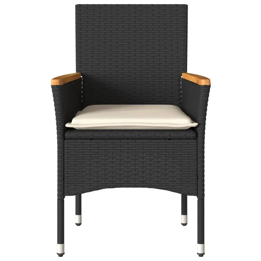 Outdoor Garden Chairs PE Rattan 2 pcs Black