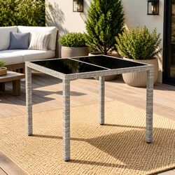 Durable Grey Glass Top Garden Table for Outdoor Spaces