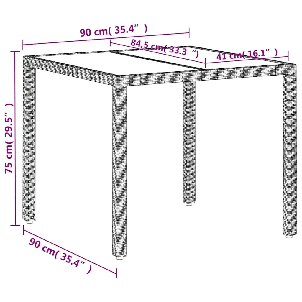 Grey Glass Top Garden Table for Outdoor Spaces