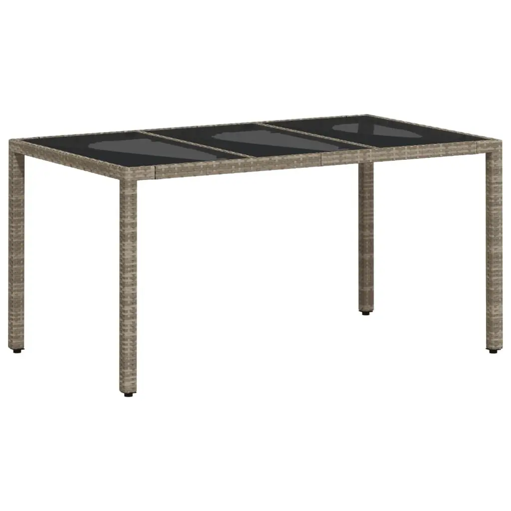 Grey Garden Table with Durable Tempered Glass Top