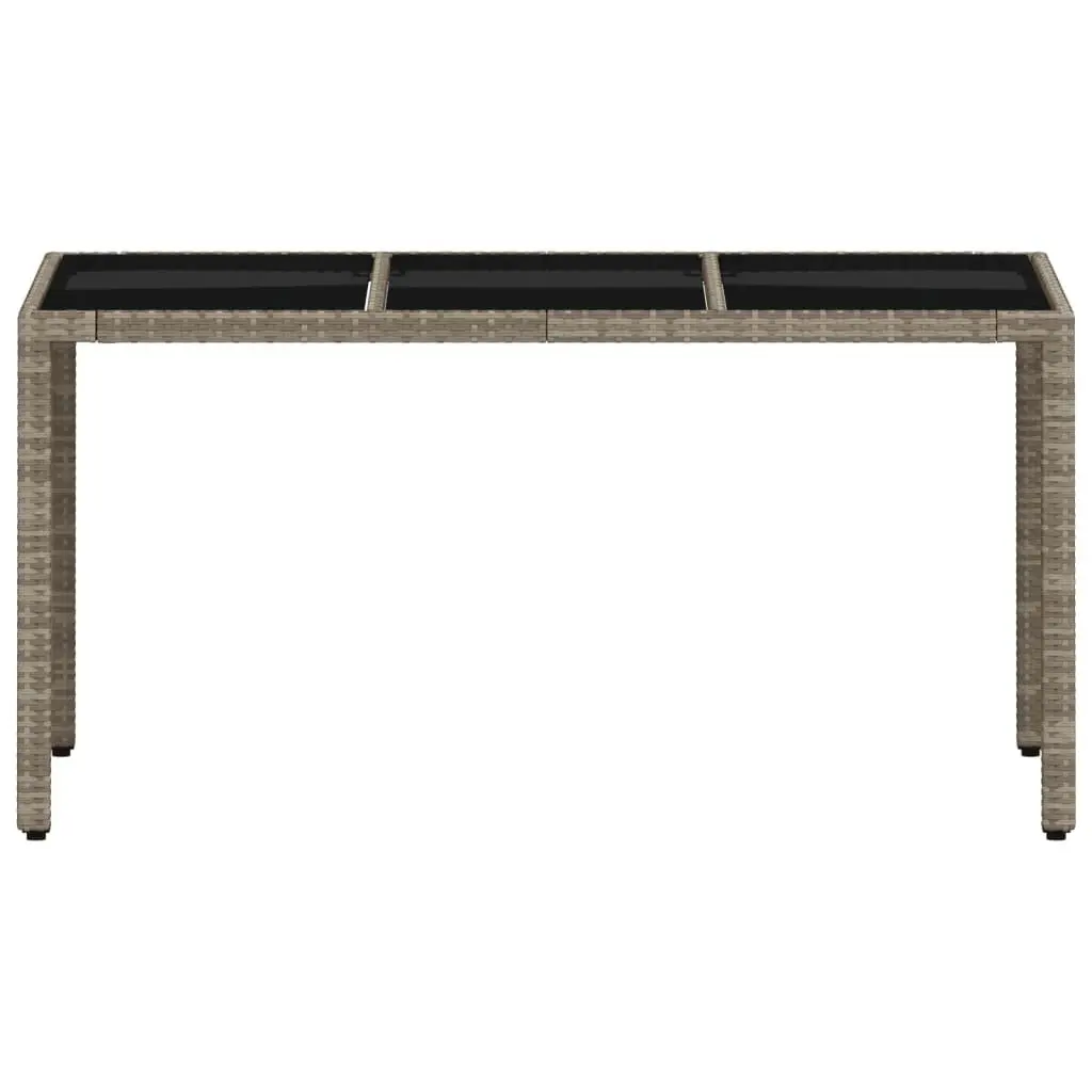 Grey Garden Table with Durable Tempered Glass Top