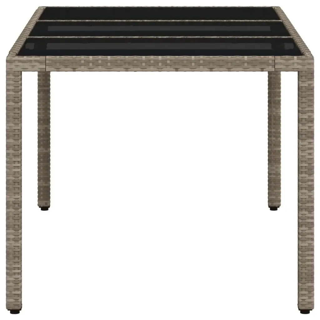 Grey Garden Table with Durable Tempered Glass Top