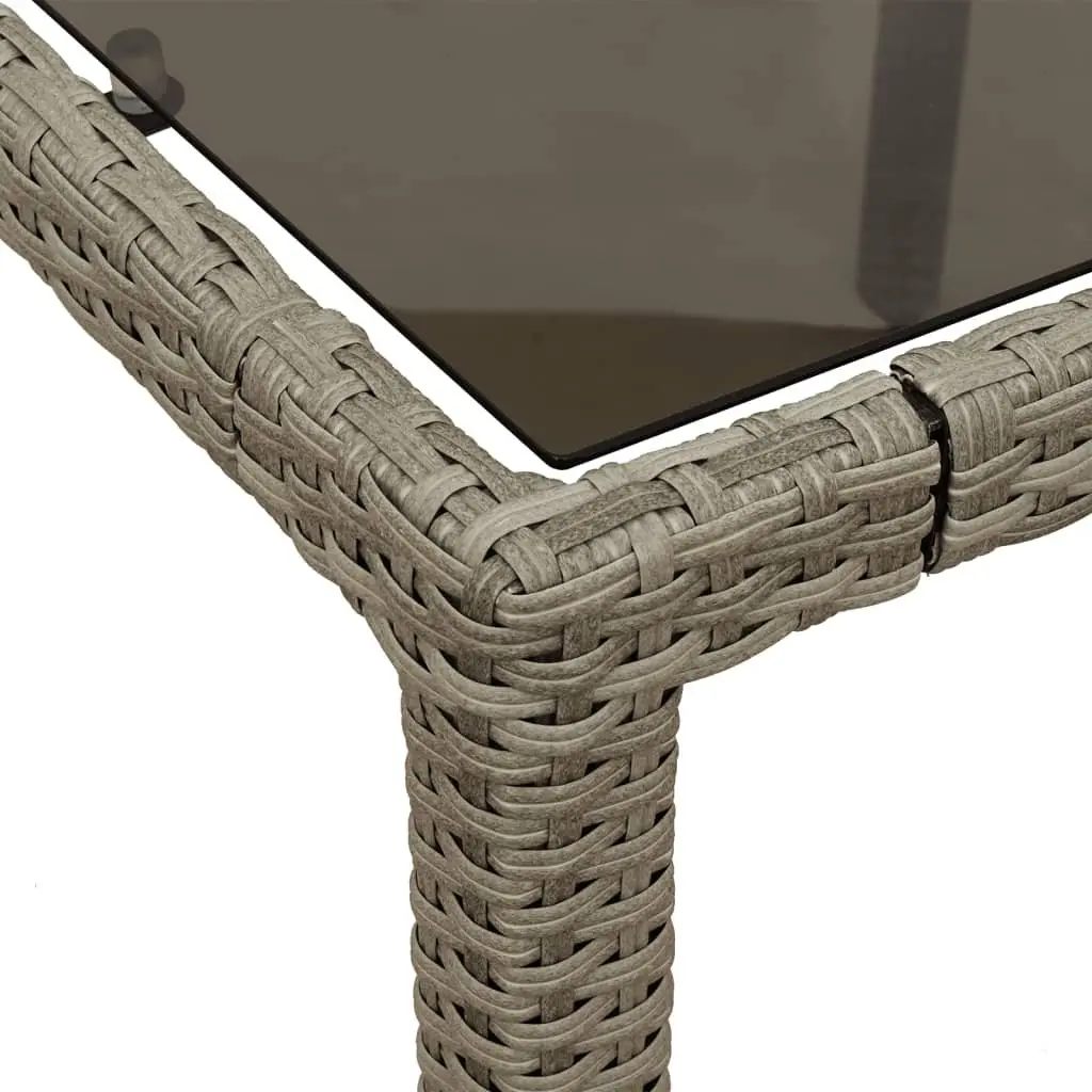 Grey Garden Table with Durable Tempered Glass Top
