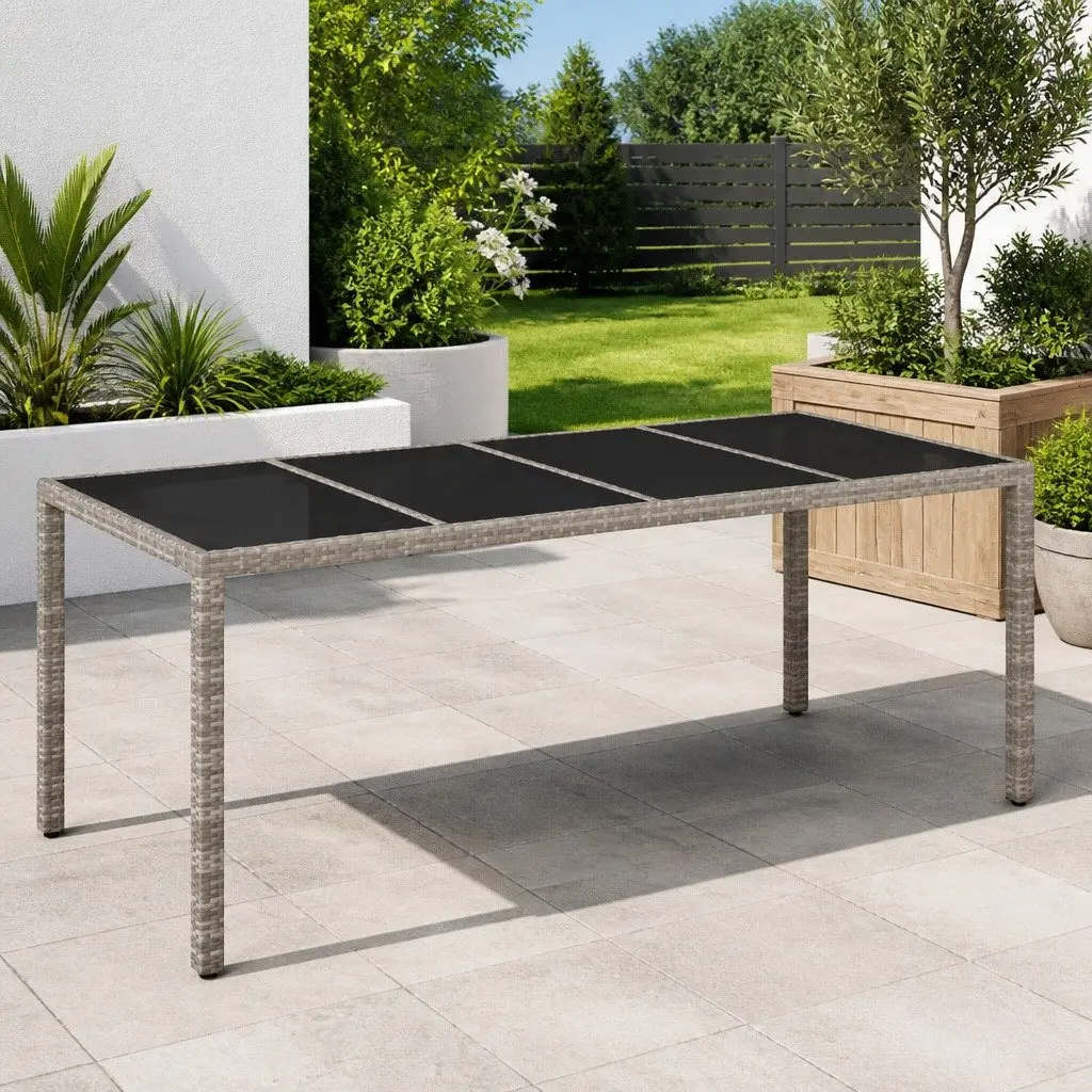 Garden Dining Table Poly Rattan Grey 190x90x75cm