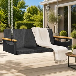 Durable Outdoor Swing Bench in Black for Relaxation