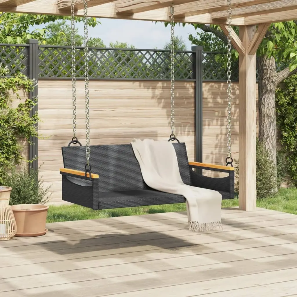 Outdoor Swing Bench in Black for Relaxation