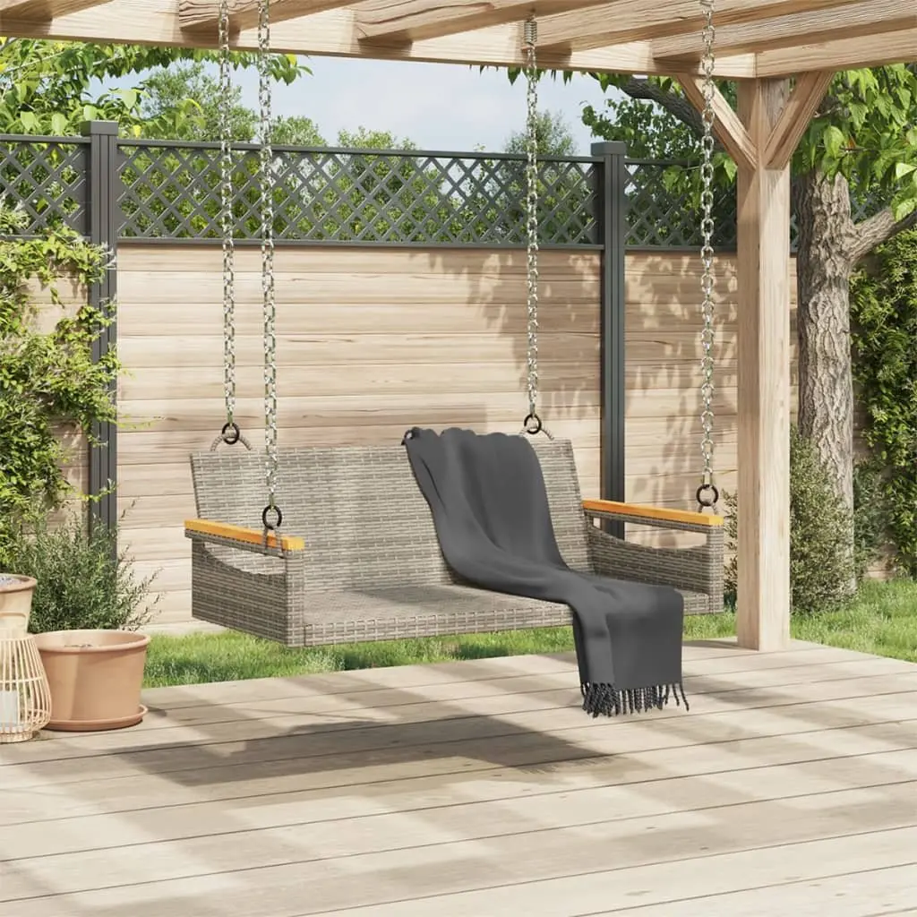 Grey Poly Rattan Outdoor Swing Bench