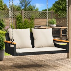 Premium Outdoor Swing Bench with Cushions in Black