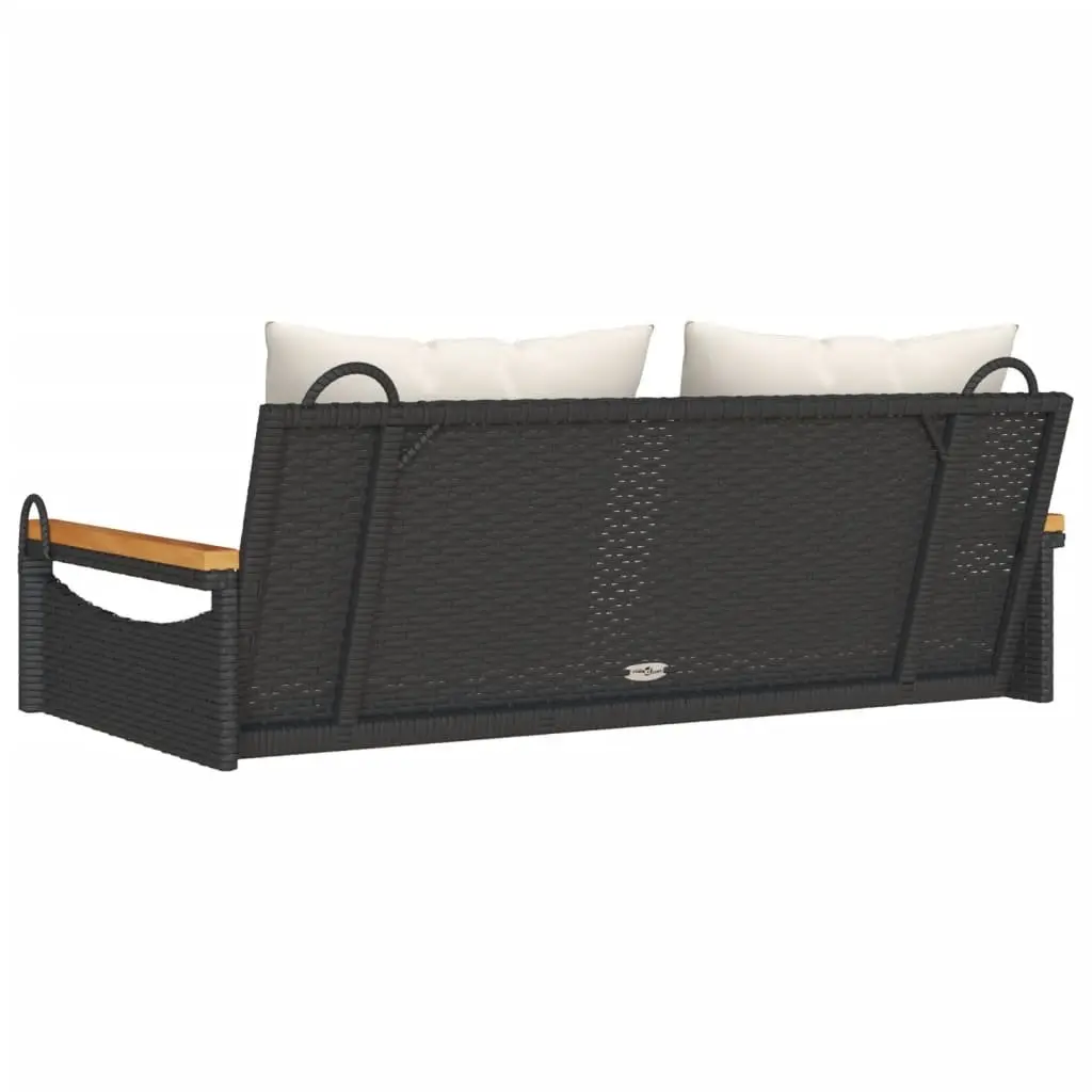 Outdoor Swing Bench PE Rattan Black 109 x 62 x 40 cm