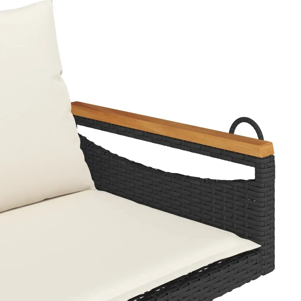 Outdoor Swing Bench PE Rattan Black 109 x 62 x 40 cm