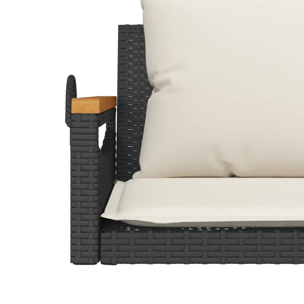 Outdoor Swing Bench PE Rattan Black 109 x 62 x 40 cm