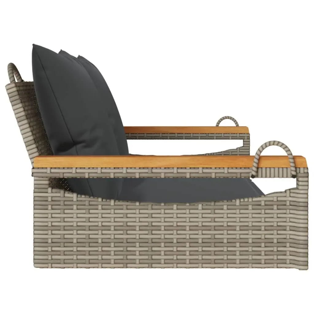 Swing Bench PE Rattan Grey Outdoor Seating with Cushions