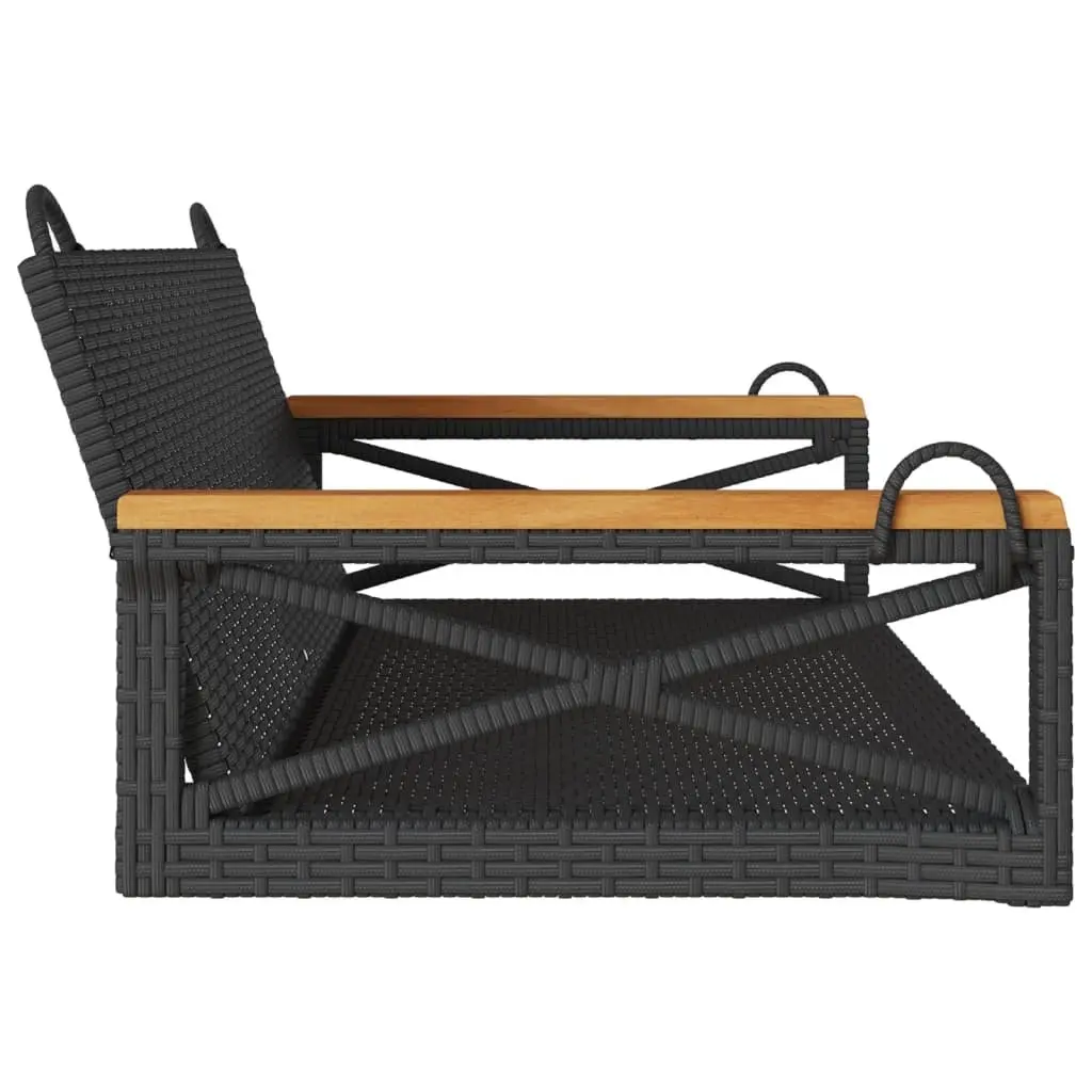 Swing Bench Poly Rattan Black Outdoor Garden Relaxation Seat