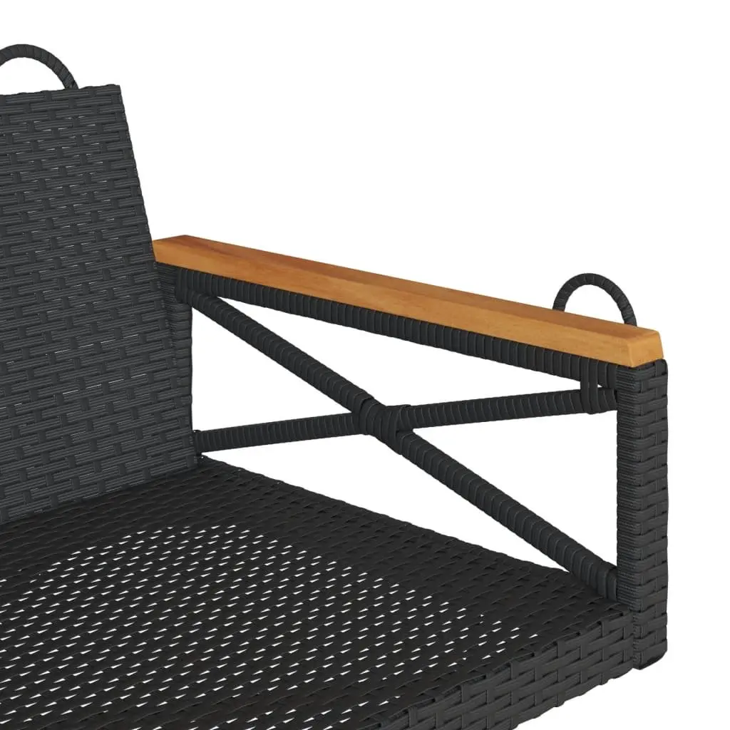 Swing Bench Poly Rattan Black Outdoor Garden Relaxation Seat