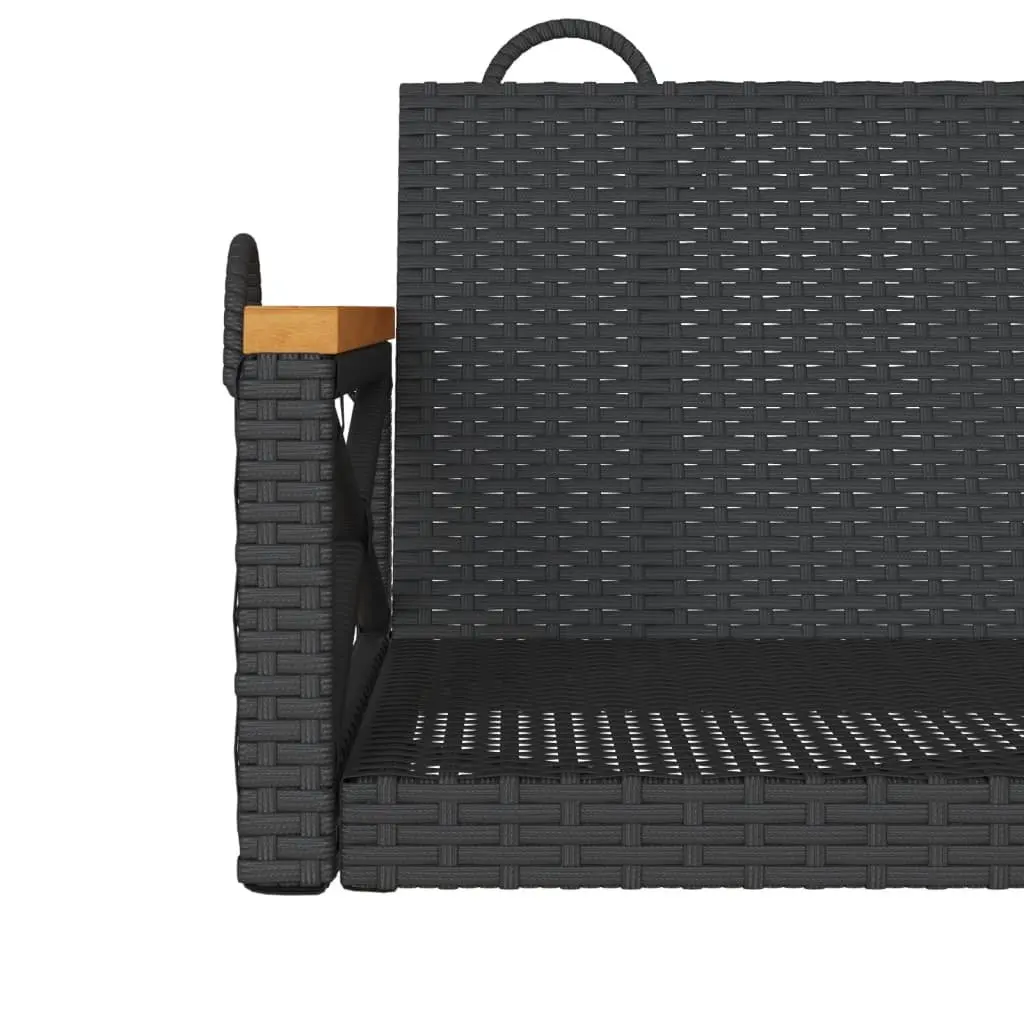Swing Bench Poly Rattan Black Outdoor Garden Relaxation Seat
