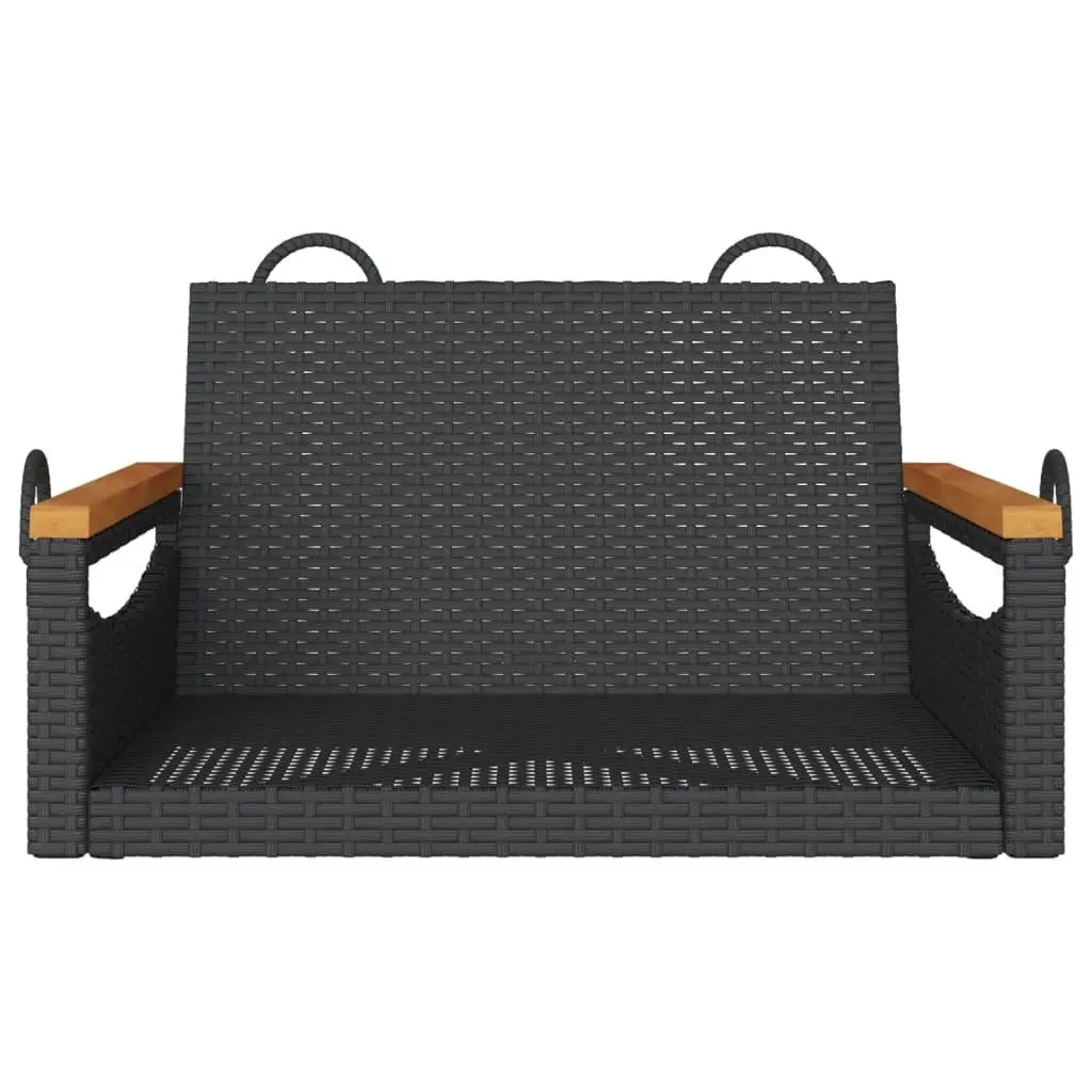 Swing Bench Poly Rattan Black Outdoor Garden Hanging Seat