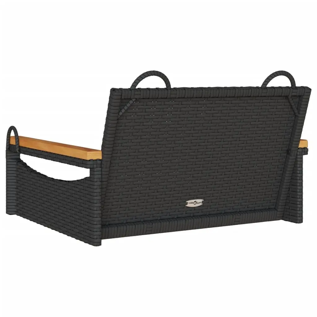 Swing Bench Poly Rattan Black Outdoor Garden Hanging Seat