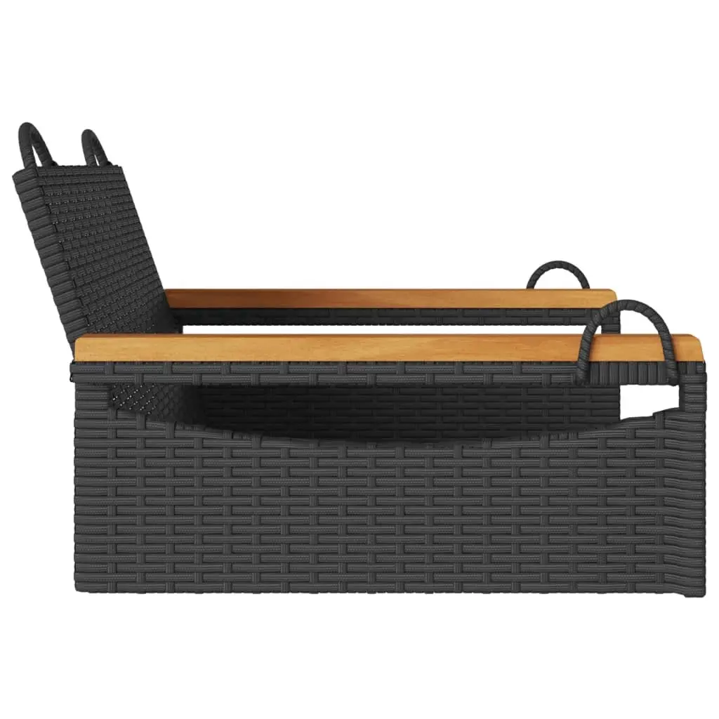 Swing Bench Poly Rattan Black Outdoor Garden Hanging Seat