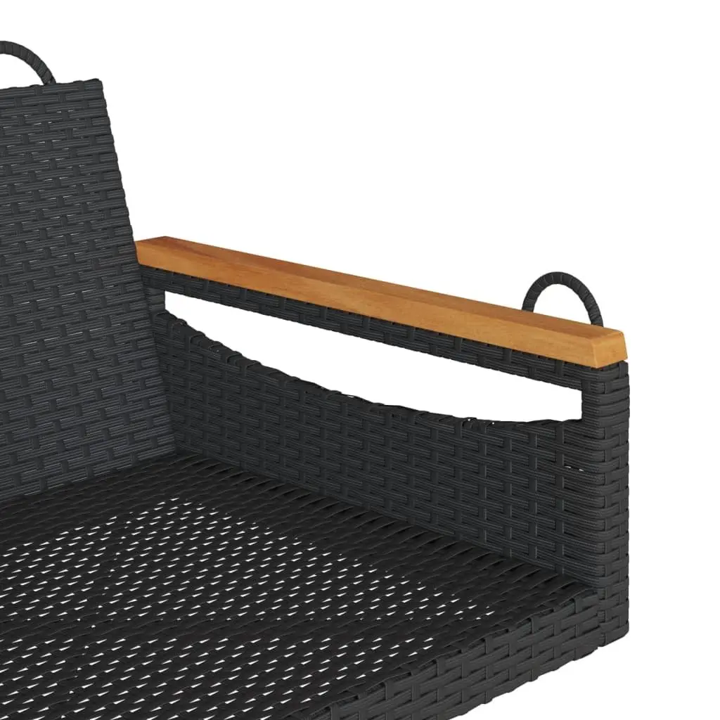 Swing Bench Poly Rattan Black Outdoor Garden Hanging Seat