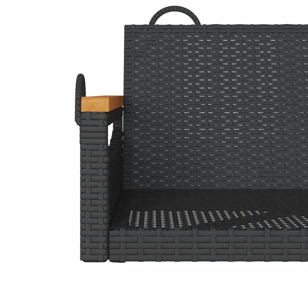 Swing Bench Poly Rattan Black Outdoor Garden Hanging Seat