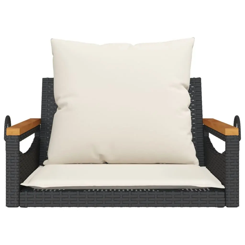 Outdoor Swing Bench with Cushions in Black