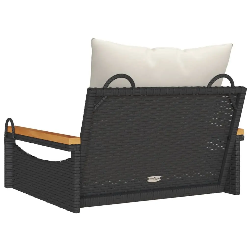 Outdoor Swing Bench with Cushions in Black