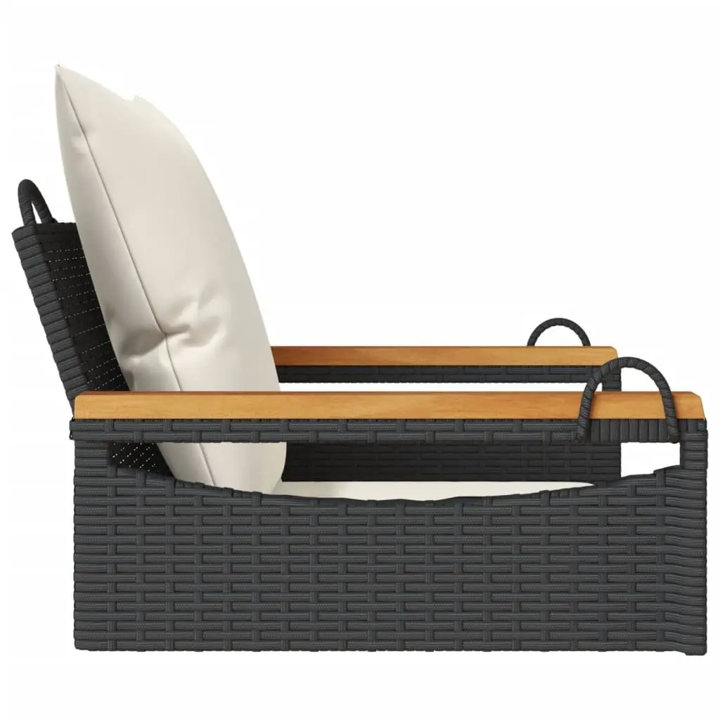 Outdoor Swing Bench with Cushions in Black