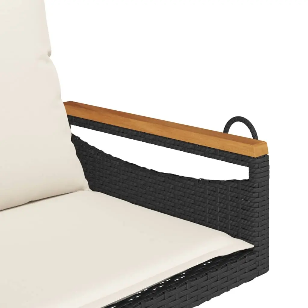 Outdoor Swing Bench with Cushions in Black