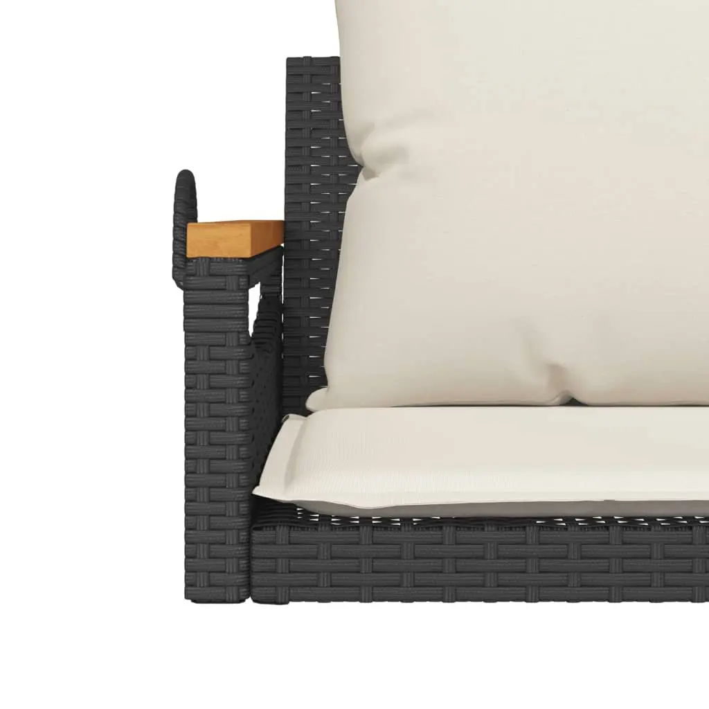 Outdoor Swing Bench with Cushions in Black