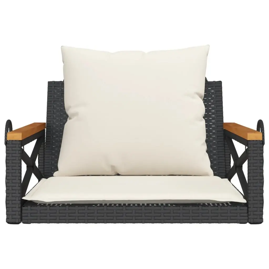 Black Swing Bench with Cushions for Outdoor Relaxation