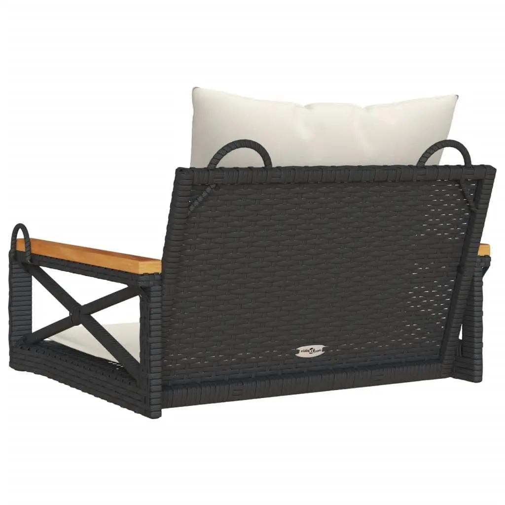 Black Swing Bench with Cushions for Outdoor Relaxation
